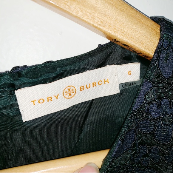 Tory Burch Navy Green Lace Dress - Picture 5 of 7